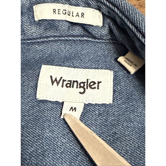 Wrangler Pearl Snap Button Down Denim Dress Western Country Cowgirl Medium - Picture 4 of 7